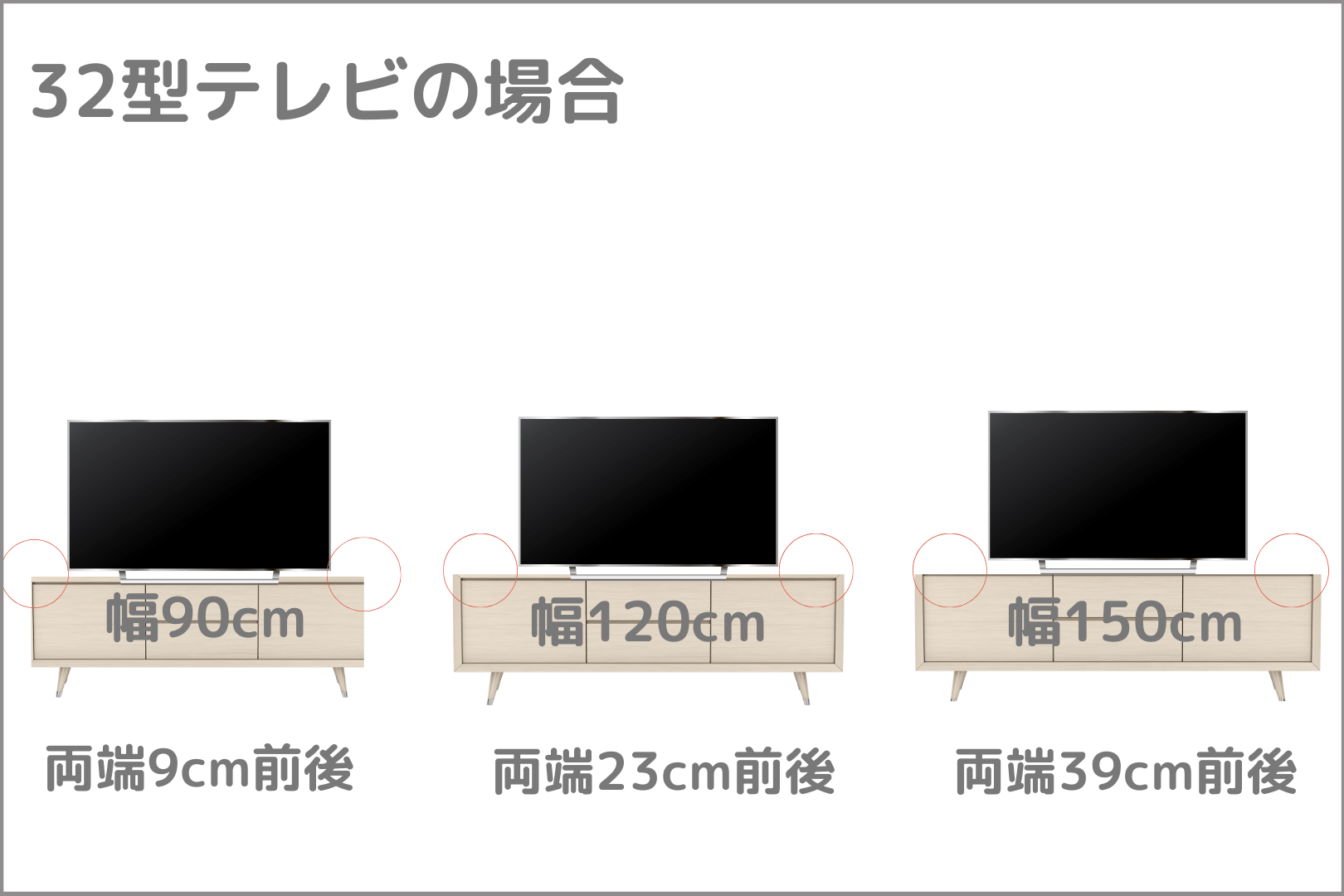 32型テレビ　テレビ台　大きさ